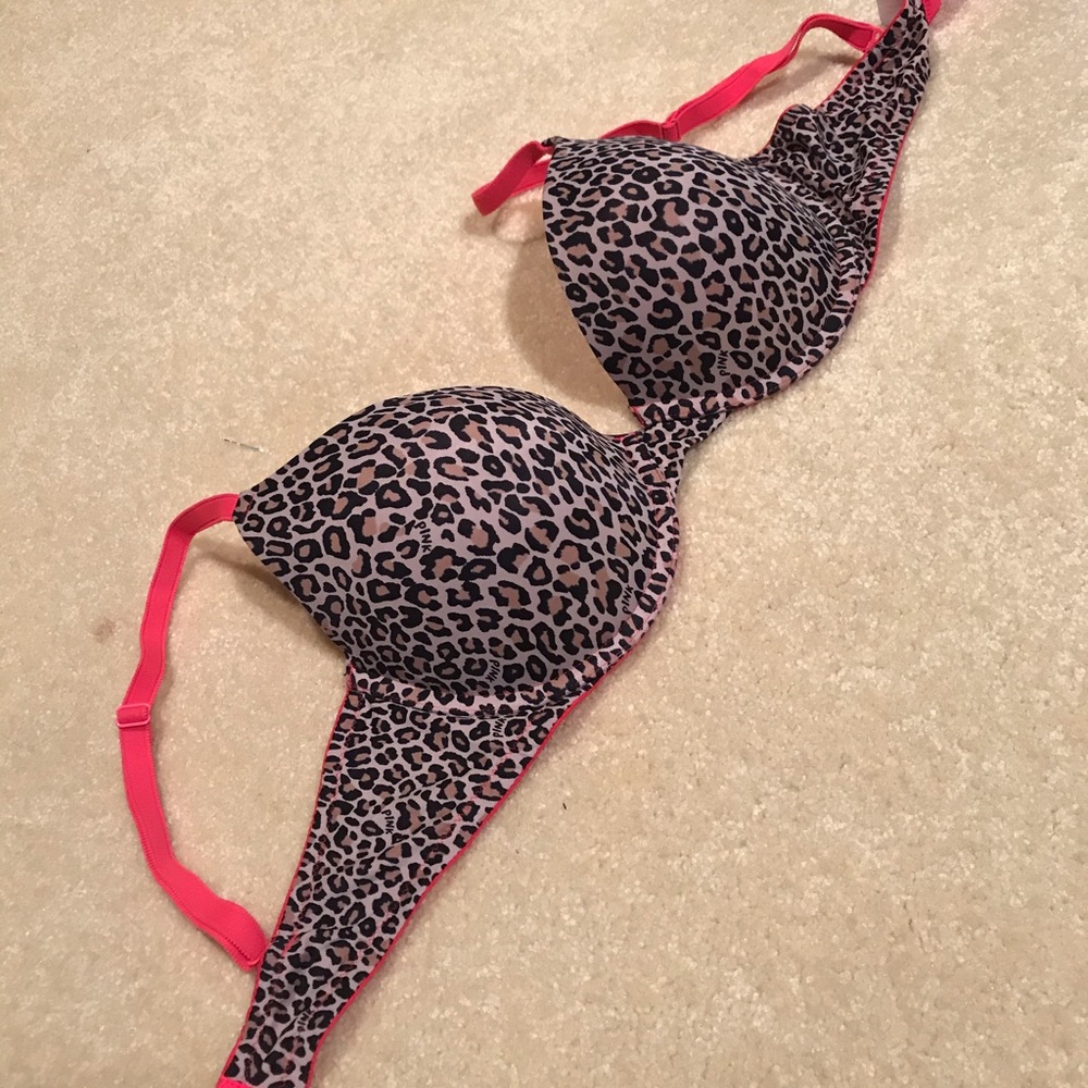 Pink by VS Push Up Bra cheetah print/ neon pink